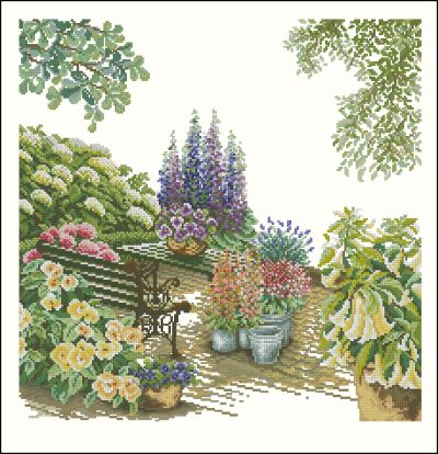 Вышивка крестом Вид на речку