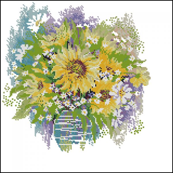 Вышивка крестом Букет с подсолнухами