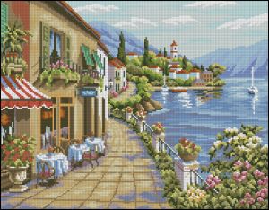 схема вышивки крестом морская набережная