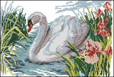 Вышивка крестом Белый лебедь