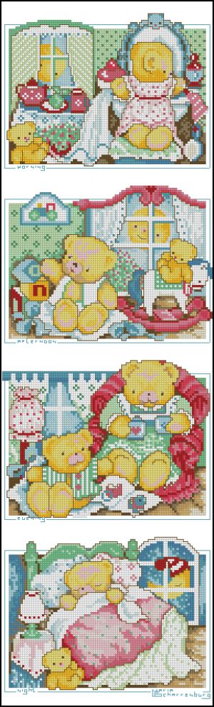 Вышивка крестом Мишки-семплер