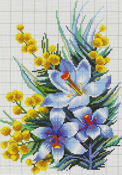 схема вышивки крестом пасхальные цветы