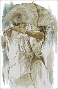 Вышивка крестом Пара под зонтом