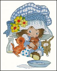 Девочка с котятами