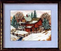 схема для вышивки крестом Домик на окраине