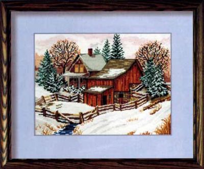 схема для вышивки крестом Домик на окраине
