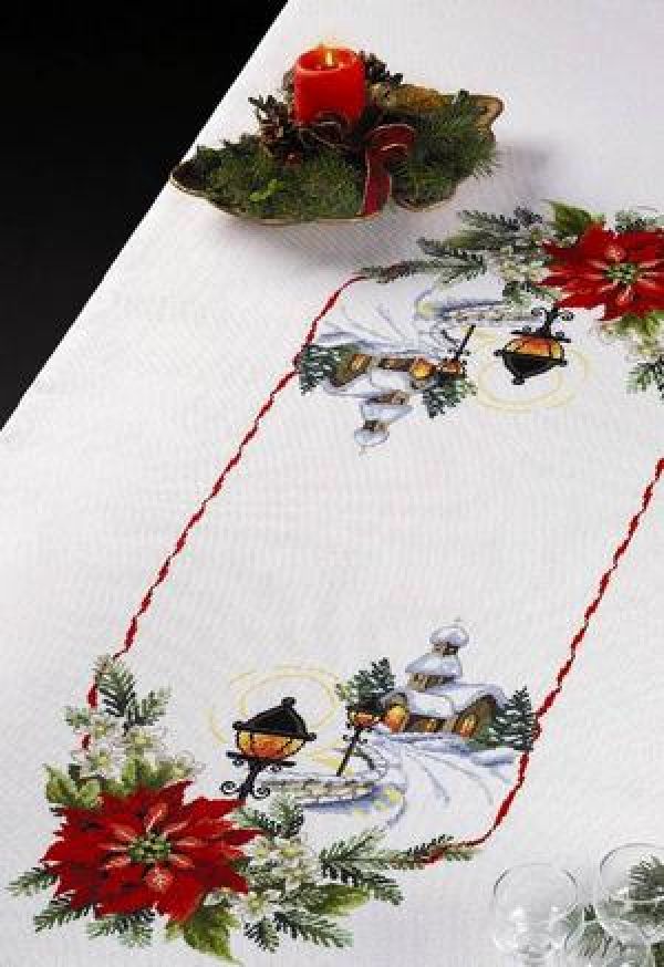 схема вышивки крестом Рождественская дорожка
