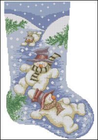 CSGold26 Snowmen Stocking