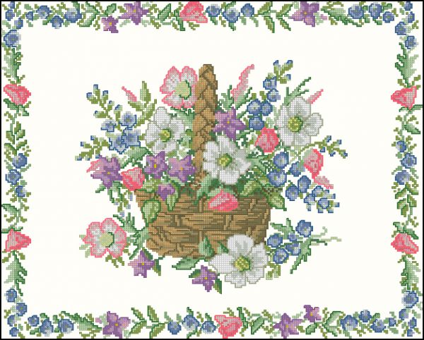 Вышивка крестом Корзина с цветами