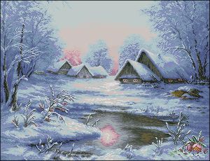 Вышивка крестом Зимняя деревня