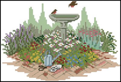 схема вышивки крестом диптиха весенний сад