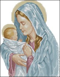 Вышивка крестом Богородица с младенцем