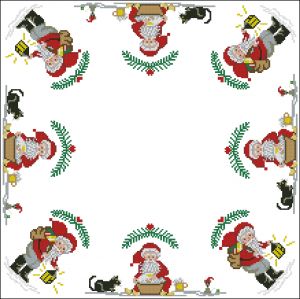 схема вышивки крестом салфетка с Сантами