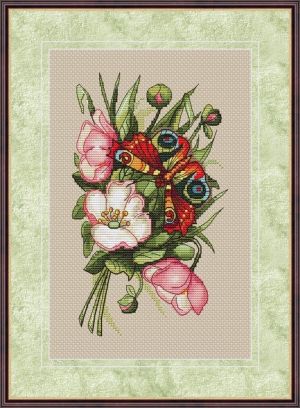 Бабочка в весенних цветах