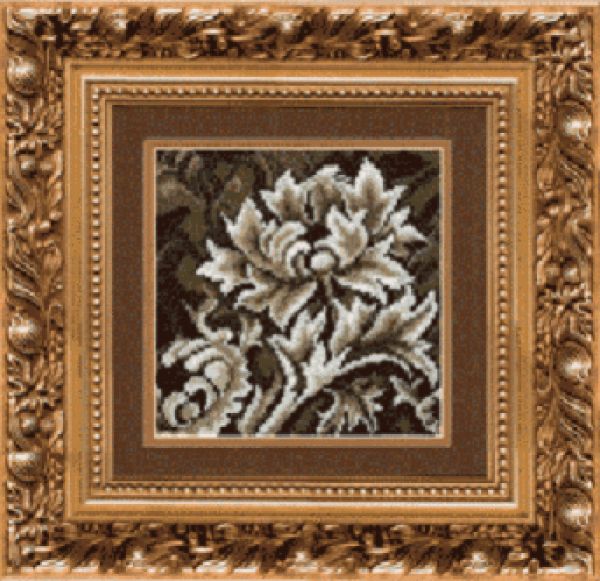 схема вышивки крестом цветок в коричневых тонах