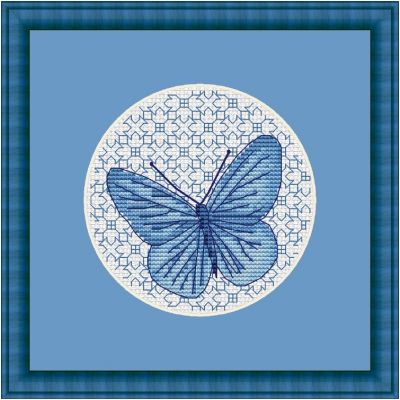 Вышивка крестом Синяя бабочка - блекворк