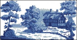 Вышивка крестом Голубой пейзаж