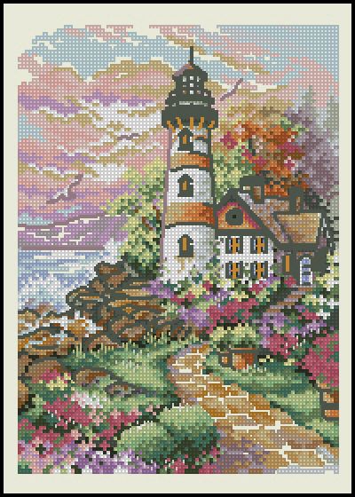 Вышивка крестом Маяк на рассвете