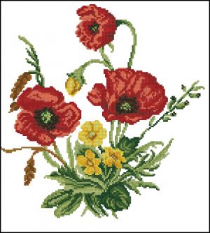 Вышивка крестом Маки и примулы