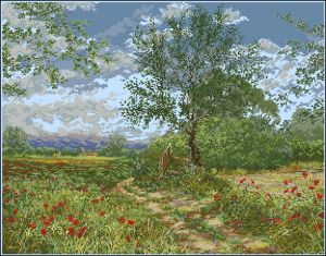 Вышивка крестом Голубые памятные холмы