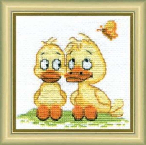 схема вышивки крестом пара утят