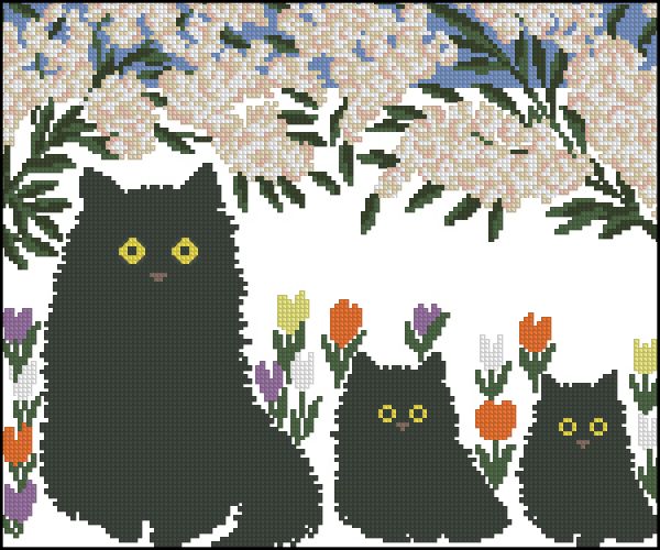 схема вышивки крестом детской подушки три кошки от чудесных мгновений 