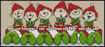 схема вышивки крестом новогодних эльфов