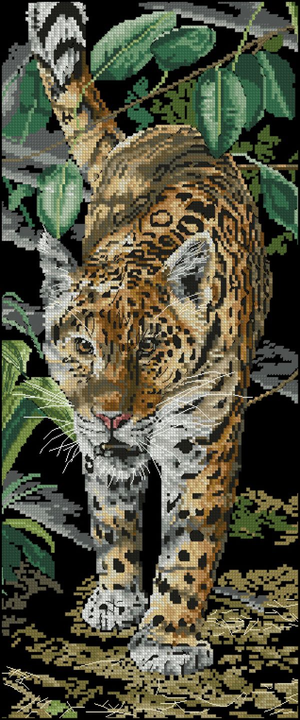 схема вышивки крестом  Дикий ягуар