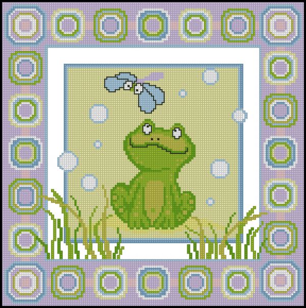 схема вышивки крестом подушка  с лягушкой