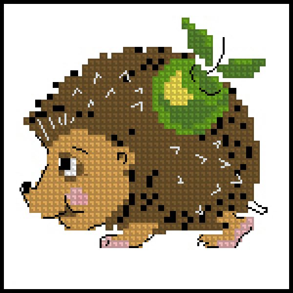 Вышивка крестом Ежик с яблочком