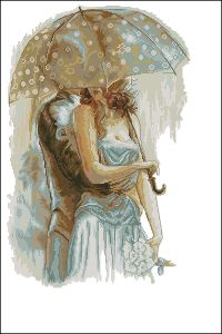 Вышивка крестом Двое под зонтом