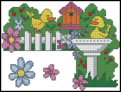 Вышивка крестом Купанье птиц