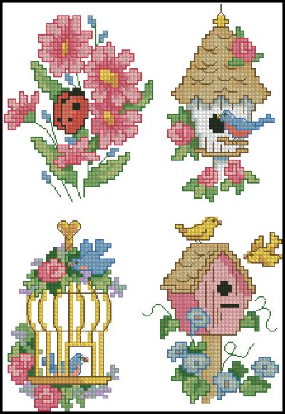 схема вышивки крестом садовые минитаюры