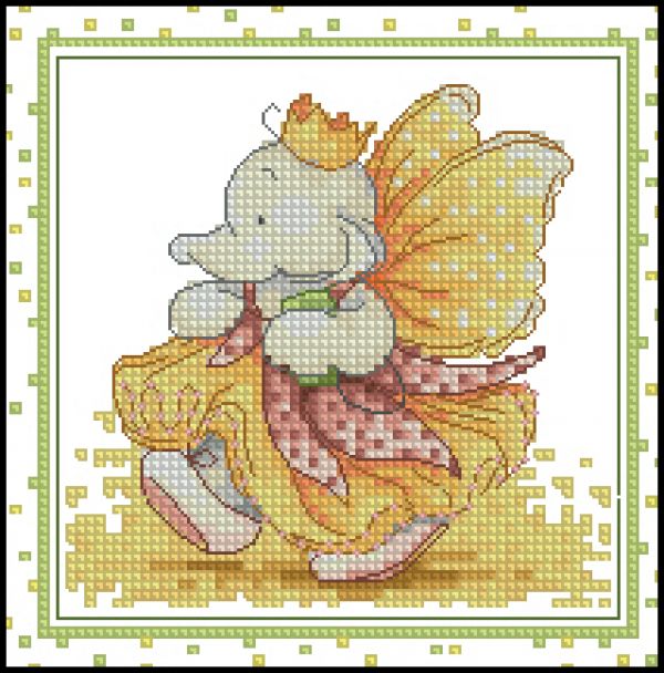 схема для вышивки крестом Слоник фея