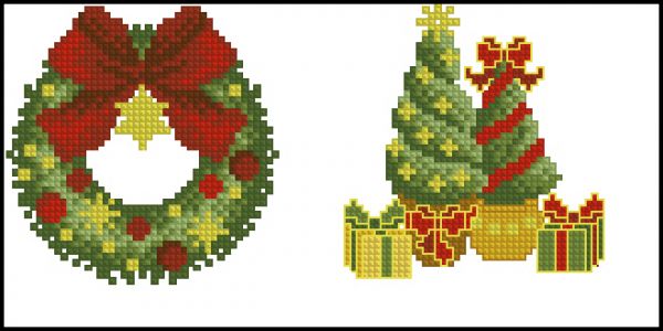 схема вышивки крестом новогодние миниатюры