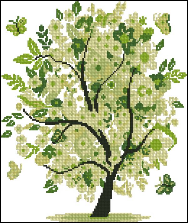 Вышивка крестом Весеннее дерево