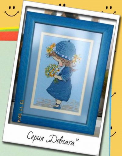 Вышивка крестом Девочка в синем