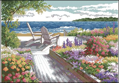 схема вышивки крестом пейзаж тихий отдых