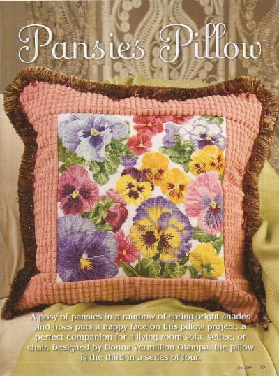 Вышивка крестом Подушка с незабудками