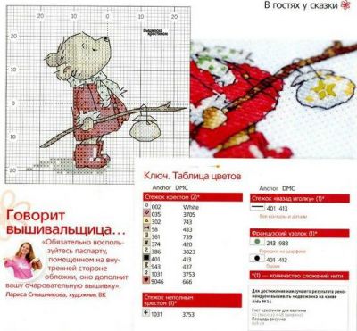 Вышивка крестом Мишутка с фонариками