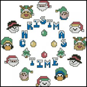 схема вышивки крестом рождественские часы