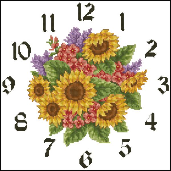 схема вышивки крестом часы симфония цветов