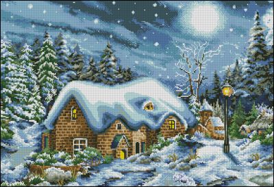 Вышивка крестом Вечерний снег