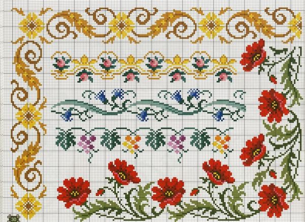 Вышивка крестом Орнамент для скатертей и салфеток 18
