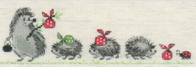 схема вышивки крестом ёжиков семья