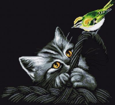 Вышивка крестом кота Искушение