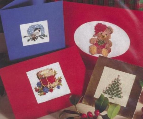 схема вышивки крестом открыточки на Рождество