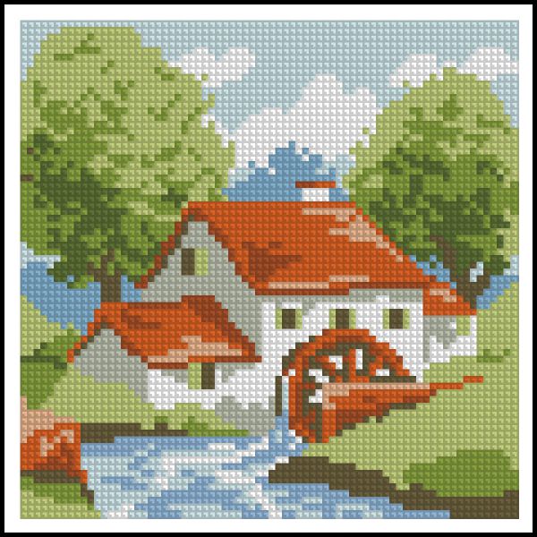 Вышивка крестом Маленькая мельничка