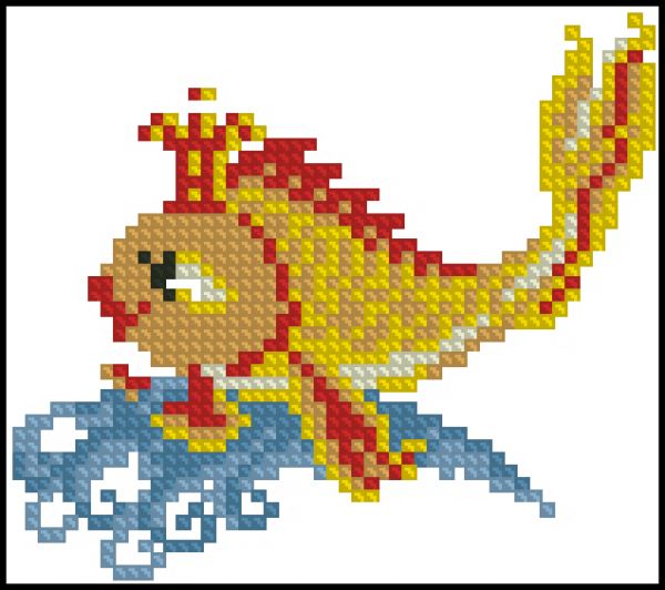 схема вышивки крестом золотая рыбка