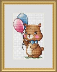 Вышивка крестом Мишка с шариками